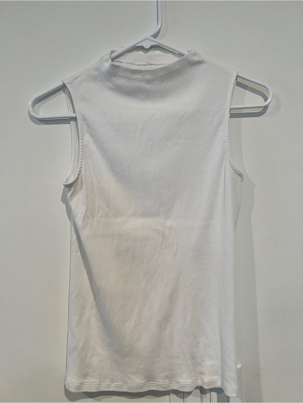 Everlane Ribbed White Mock Neck Tank Top